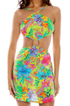 Luli Fama Hibiscus Dream Ring Cut Out Short Dress