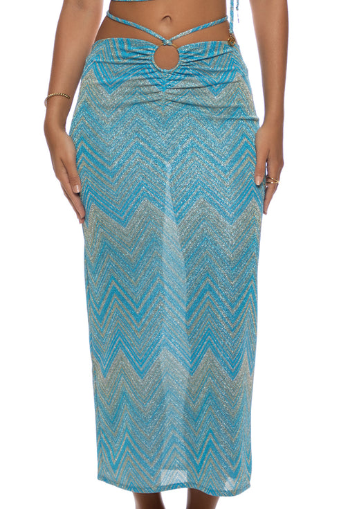 Luli Fama Tidal Shimmer Adjustable Shirred Maxi Skirt