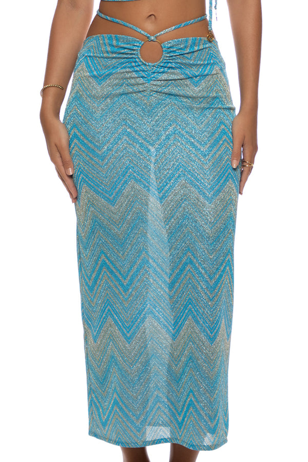 Luli Fama Tidal Shimmer Adjustable Shirred Maxi Skirt