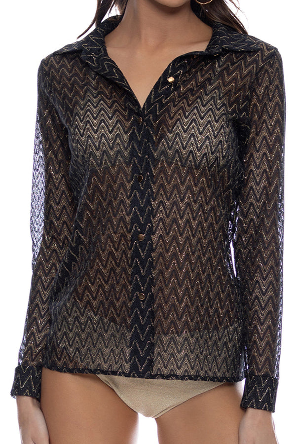 Luli Fama Buzzing Button Up Top