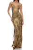 Luli Fama Safari Sunsets Cross Back Long Dress