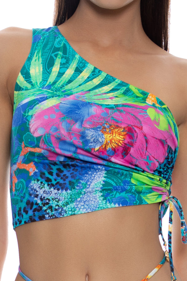 Luli Fama Tropical Siren One Shoulder Top