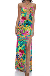 Luli Fama Wild Blooms Halter Ring Long Dress