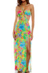 Luli Fama Hibiscus Dream Bandeau Keyhole Long Dress