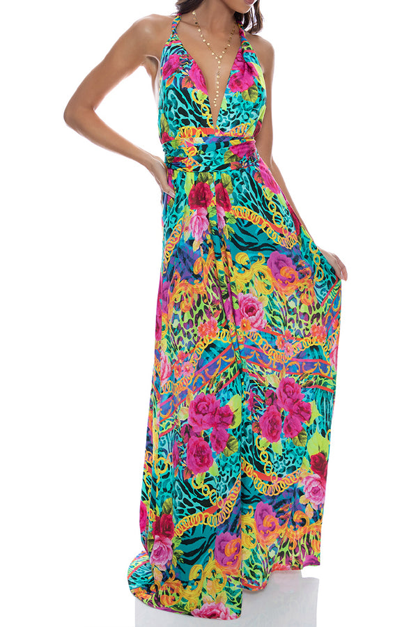 Luli Fama Wild Blooms Convertible Maxi Dress