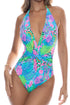 Luli Fama Seaglass Fantasy Front Twist Halter One Piece Fuller Coverage