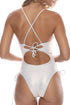Luli Fama Luminous Square Neck Laced Up One Piece