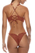 Luli Fama Sunlit Sands Braided Brazilian One Piece Wavy Ruched Back