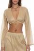 Luli Fama Golden Drift Bell Sleeve Crop Top