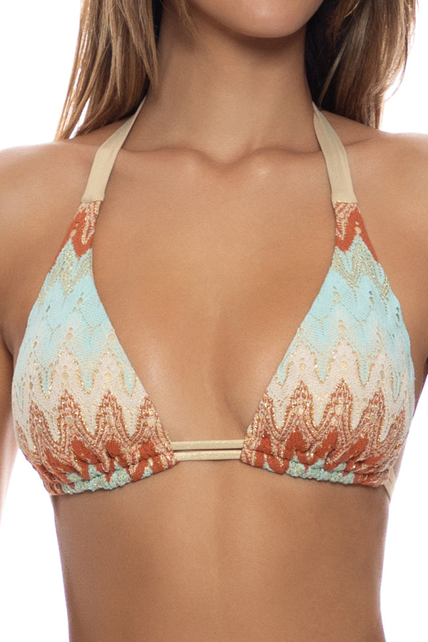 Luli Fama Zig Zag Flow Triangle Halter Top