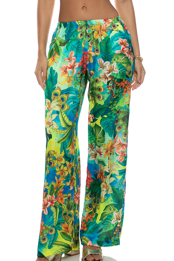 Luli Fama Peacock Affair Elastic Waistband Pant