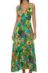 Luli Fama Peacock Affair Convertible Maxi Dress