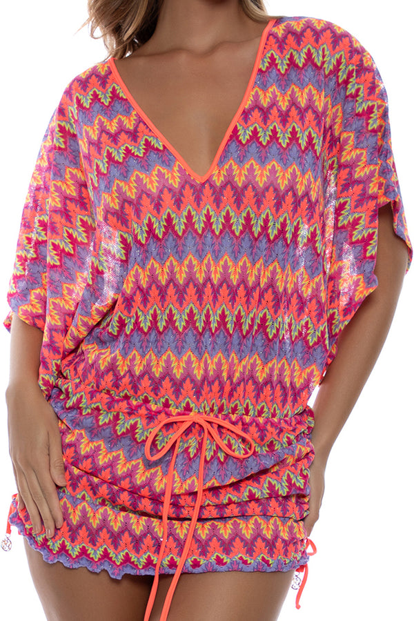 Luli Fama Song Of The Sea Cabana V-Neck Dress