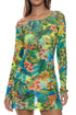 Luli Fama Peacock Affair Long Sleeve Short Dress