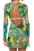 Luli Fama Peacock Affair Long Sleeve Short Dress