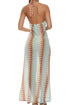 Luli Fama Zig Zag Flow Halter Long Dress