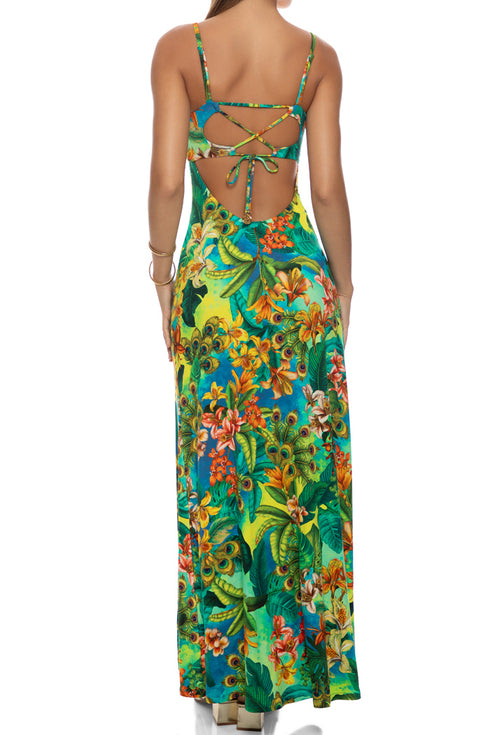 Luli Fama Peacock Affair Bandeau Dress