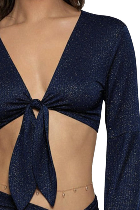 Luli Fama Cosita Buena Bell Sleeve Crop Top