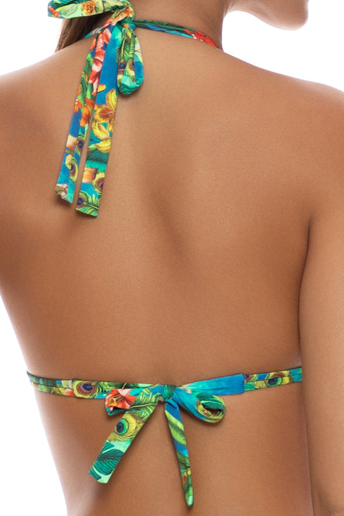 Luli Fama Peacock Affair Triangle Halter Top