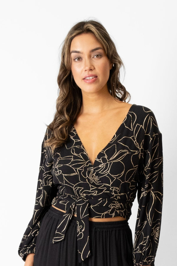 Koy Resort Miami Shine Wrap Long Sleeve Top