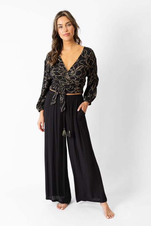 Koy Resort Miami Shine Wrap Long Sleeve Top