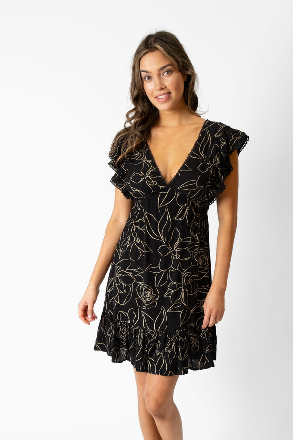 Koy Resort Miami Shine Ruffle Sleeve Dress