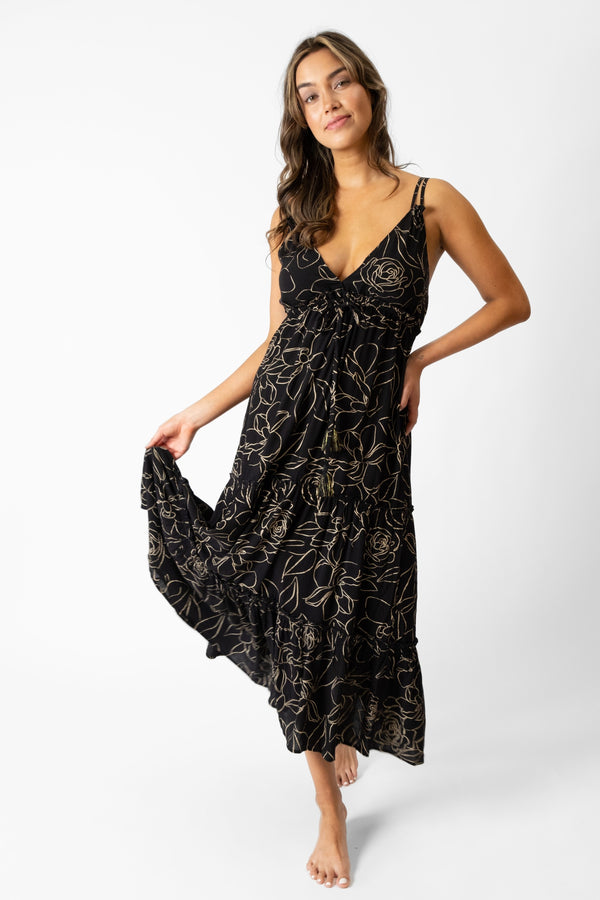 Koy Resort Miami Shine Tiered Midi Dress