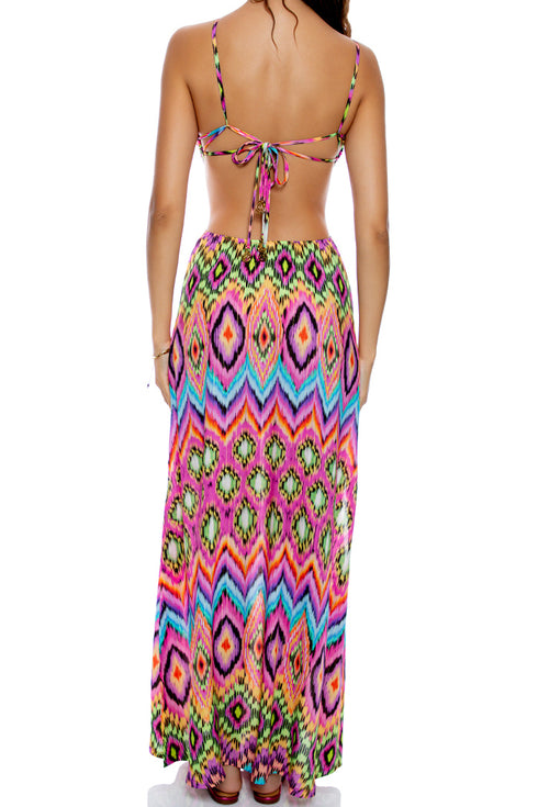 Luli Fama Miami Sorbet Cut Out Long Dress