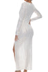 Luli Fama Opalescence Long Sleeve Keyhole Cut Out Maxi Dress