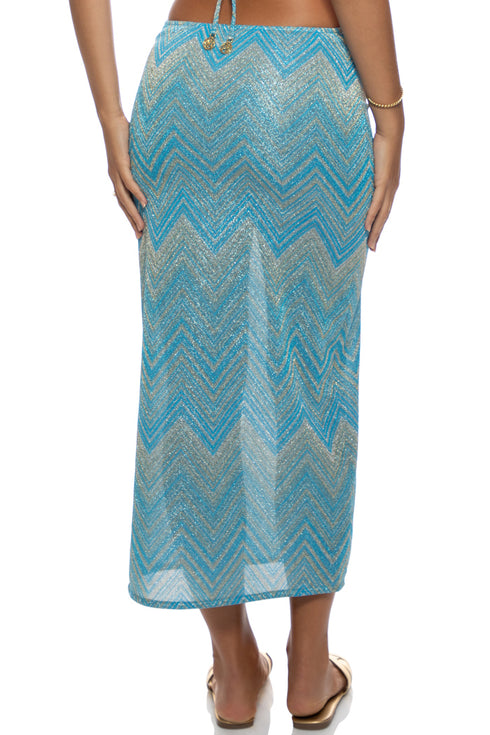 Luli Fama Tidal Shimmer Adjustable Shirred Maxi Skirt