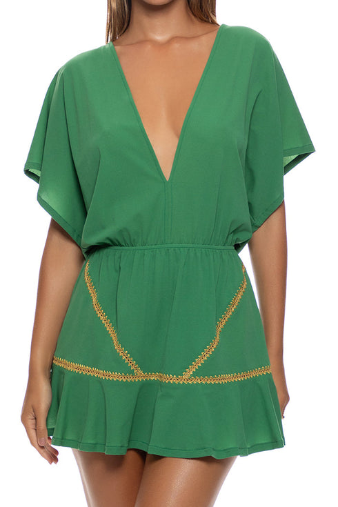 Luli Fama Luli Chic Luxe Stitch Playera V-neck Ruffle Dress