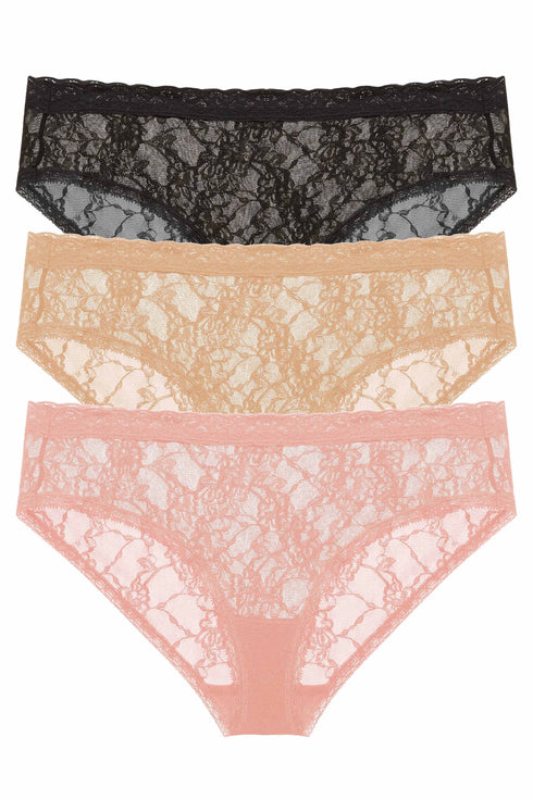 Natori Bliss Allure One Size Lace Girl Brief 3-pack