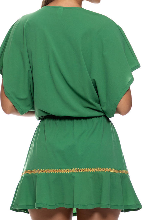 Luli Fama Luli Chic Luxe Stitch Playera V-neck Ruffle Dress