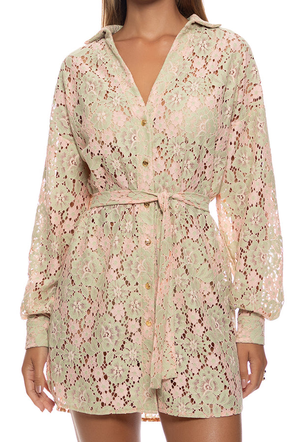 Luli Fama Gitana Long Sleeve Belted Dress