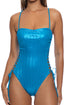 Luli Fama Liquid Voltage Square Neck Laced Up One Piece