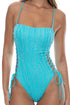 Luli Fama Wave Chaser Square Neck Laced Up One Piece