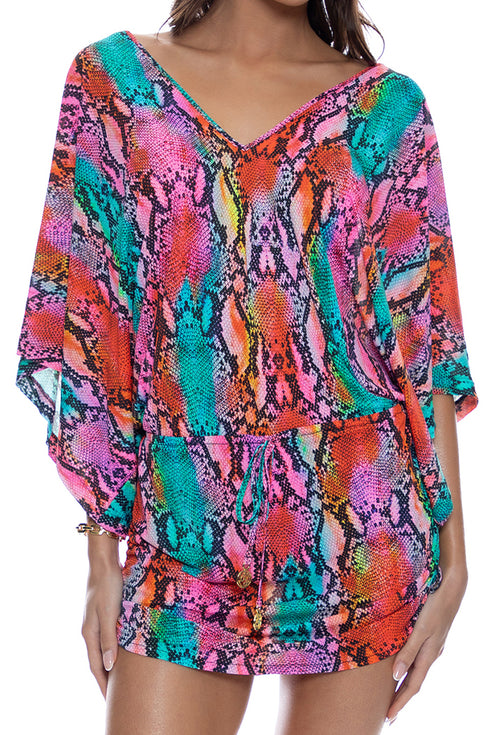 Luli Fama Electric Skin Cabana V Neck Dress