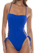 Luli Fama Wavy Baby Square Neck Laced Up One Piece