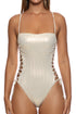 Luli Fama Liquid Voltage Square Neck Laced Up One Piece
