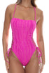 Luli Fama Wave Chaser Square Neck Laced Up One Piece
