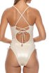 Luli Fama Liquid Voltage Square Neck Laced Up One Piece