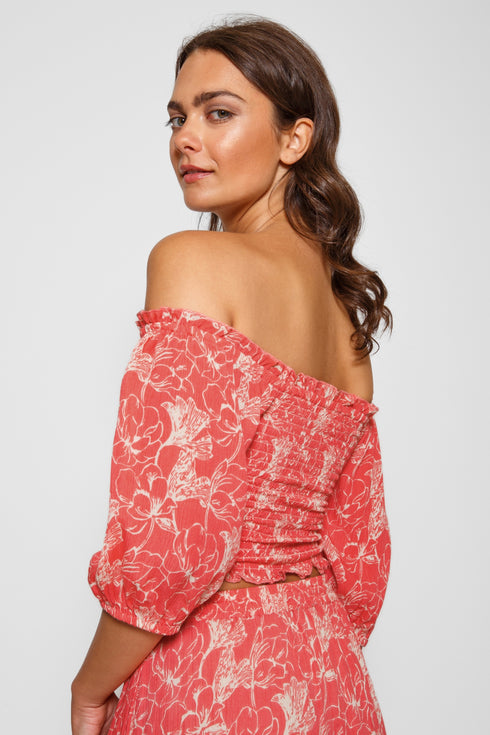 Koy Resort Bloom Smocked Crop Top