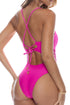 Luli Fama Wave Chaser Square Neck Laced Up One Piece