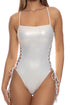 Luli Fama Sunbaked Square Neck Laced Up One Piece