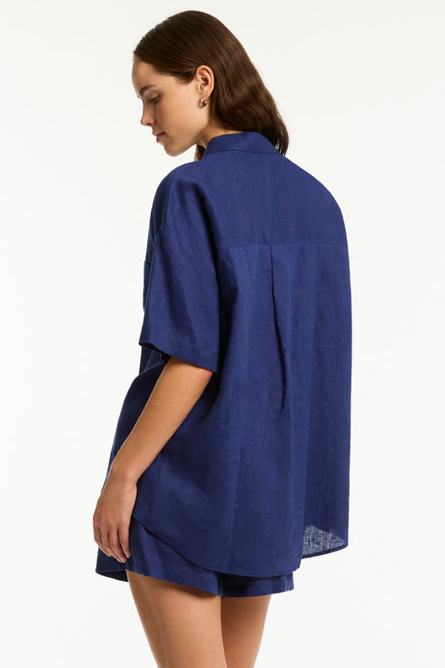 Sea Level Tidal Linen Aloha Shirt