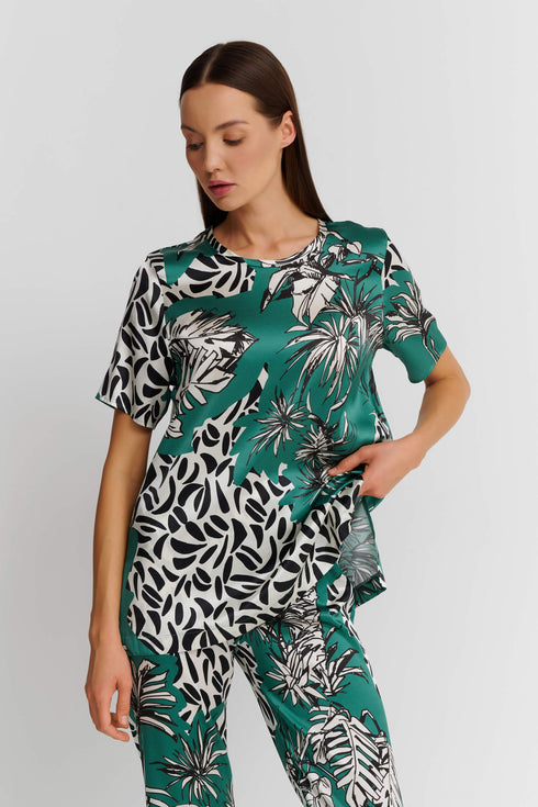 Shan Soie Short-Sleeve Silk T-Shirt