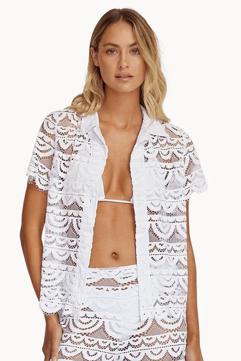 PQ Swim Water Lily Lace Button Top