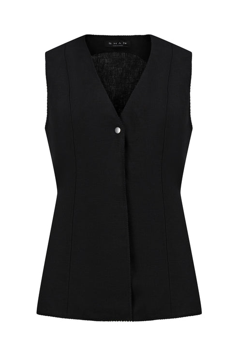 Shan Lina Sleeveless Structured Linen Vest