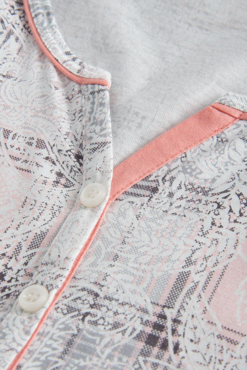 Rosch Smart Casual Nightdress sleeve , button panel round neck