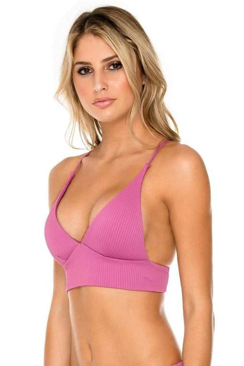 Luli Fama Orillas Del Mar Ribbed Banded X-Back Bikini Top